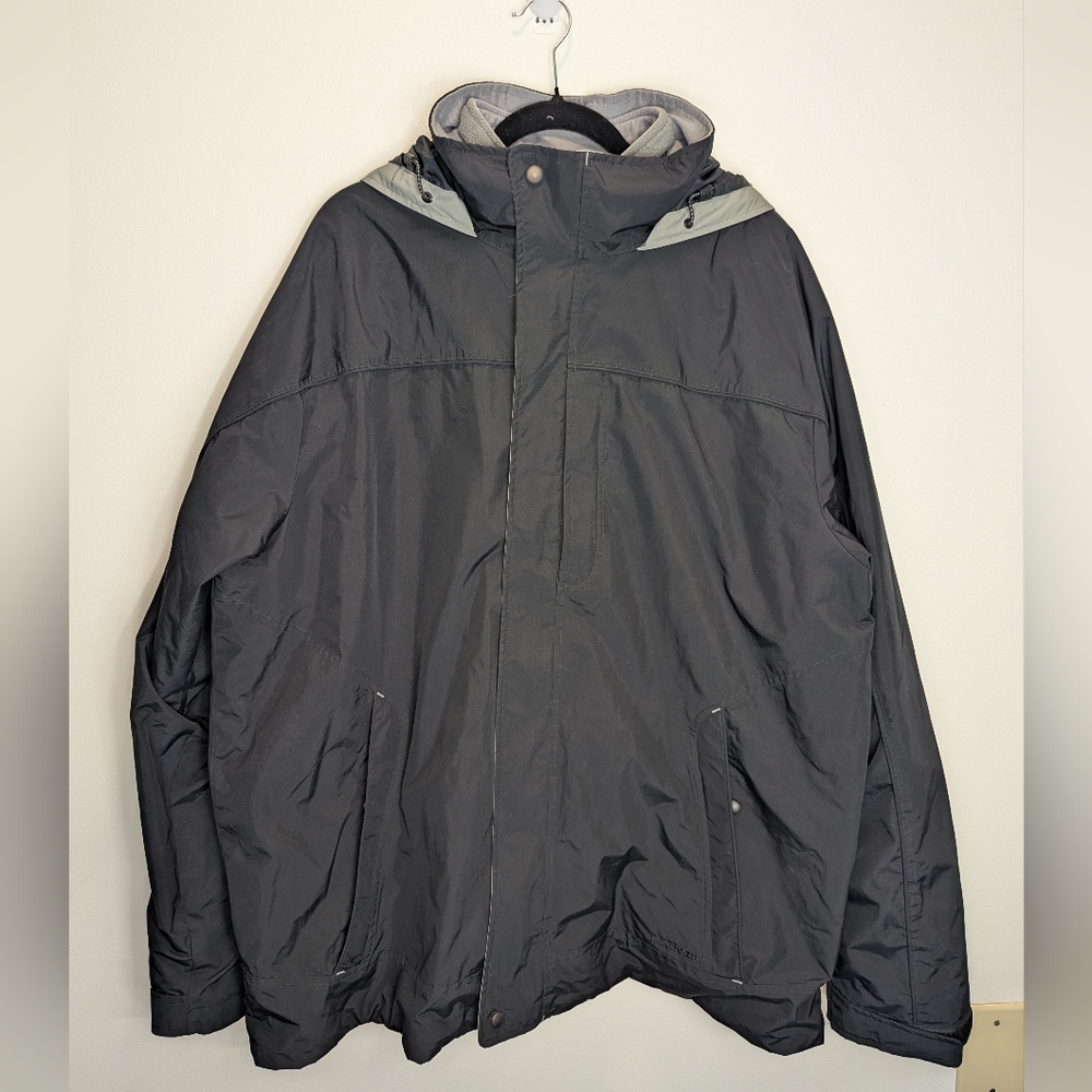 L.L. Bean Men's Hooded 3-in-1 Parka Black Gray Size XLT XL TALL Water Resistant